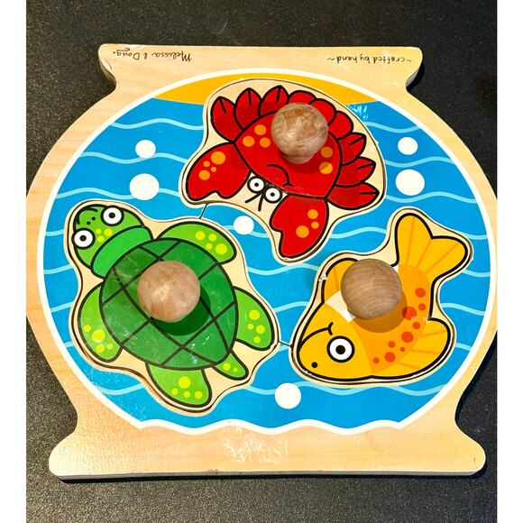 Melissa & Doug Fresh Start Fish Bowl Jumbo Knob Wooden Puzzle 1+ - Picture 1 of 5